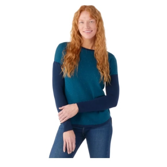 Smartwool Womens Shadow Pine Sweater Blue Donegal - Picture 1 of 6